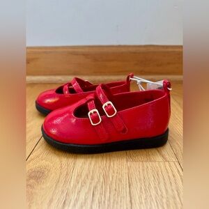 Old Navy Red Shiny Faux-Leather Double Buckle Mary Jane Shoes Toddler Size 8